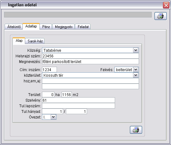Az ingatlan adatai