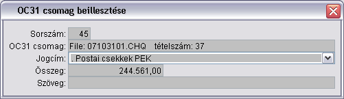 OC 31 csomag beillesztse