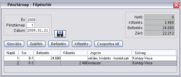 Pnztrnapi forgalom rgztse s listja