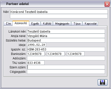 A kivlasztott partner rszletez adatai